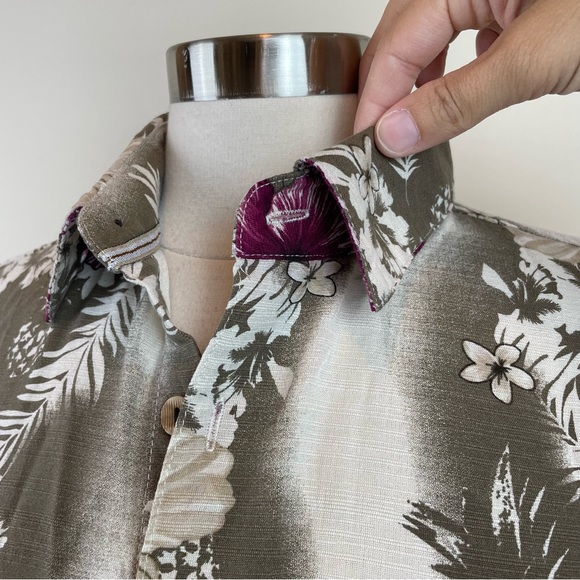 Island Republic Cream Brown Tropical Hawaiian Shirt Men Button Down Medium - Picture 5 of 6